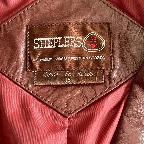 Vintage SHEPLERS Women's Burgundy Leather Western Blazer Jacket Size 16 Cowgirl - Picture 11 of 16